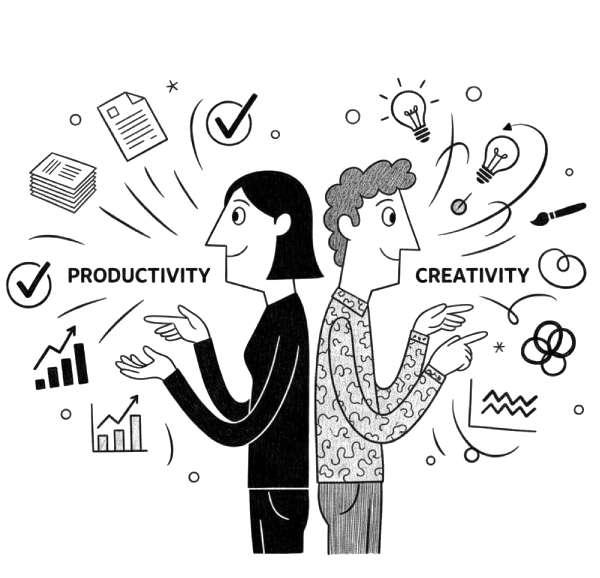 Two professionals brainstorming ideas, representing productivity and creativity collaboration